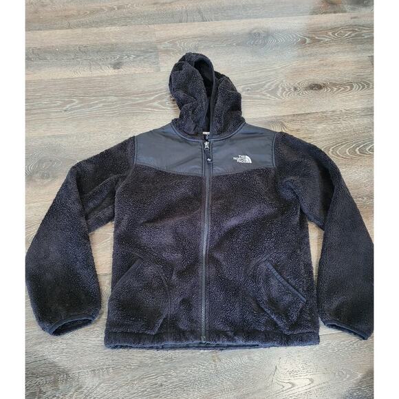 The North Face Girls Black Hooded‎ Osito Fleece Jacket Size Large #2 - Picture 1 of 5